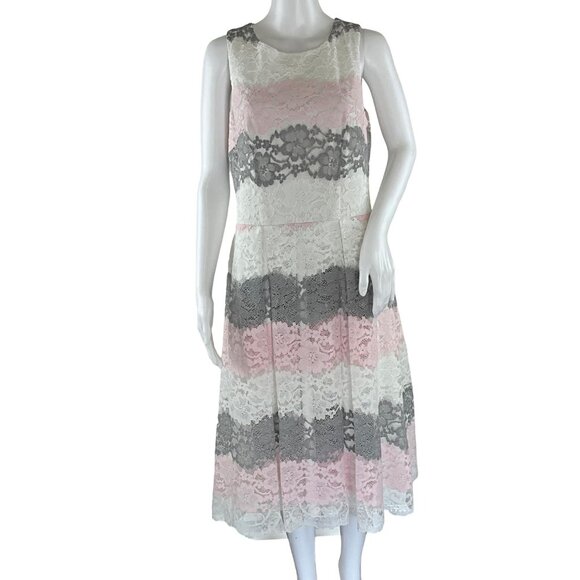 Long Tall Sally Women's Striped Lace A Line Dress Multicolor Sz 8 - Picture 1 of 6